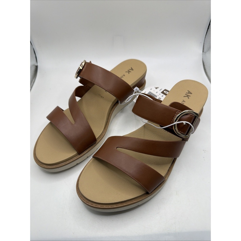 Anne Klein Women's Sandals Cognac Adjustable Strap Buckle.  Lightweight Size 6.5